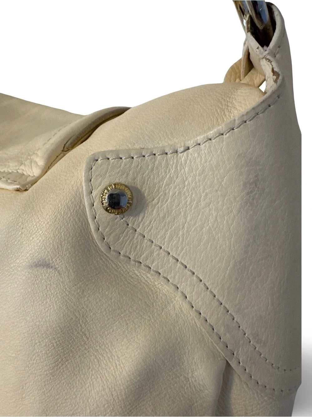 Giuseppe Zanotti Cream Leather Hobo with Gold and Amber Hardware